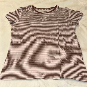 PINK Victoria's Secret Brown and White Striped Tee